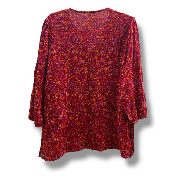 Matilda Jane Enchanted Garden Coral Reef Gauze Medallion Printed Blouse 2X - Picture 3 of 5